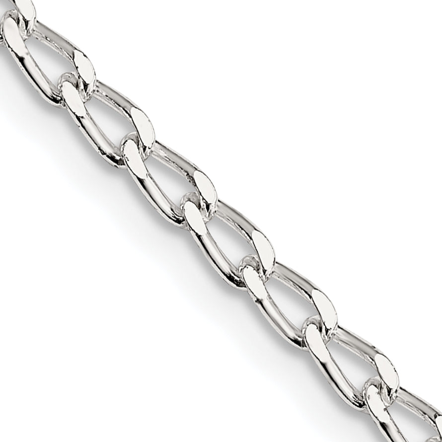 22 Inch Sterling Silver 2.8mm Open Elongated Link Chain Necklace