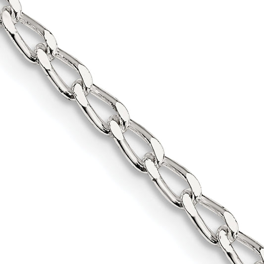 22 Inch Sterling Silver 2.8mm Open Elongated Link Chain Necklace