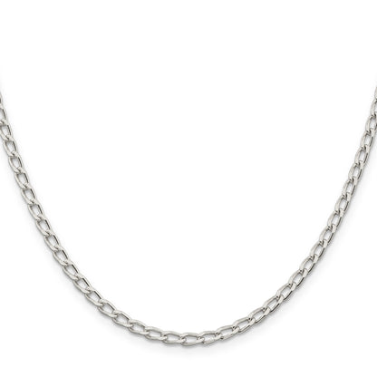 24 Inch Sterling Silver 3.2mm Open Elongated Link Chain Necklace