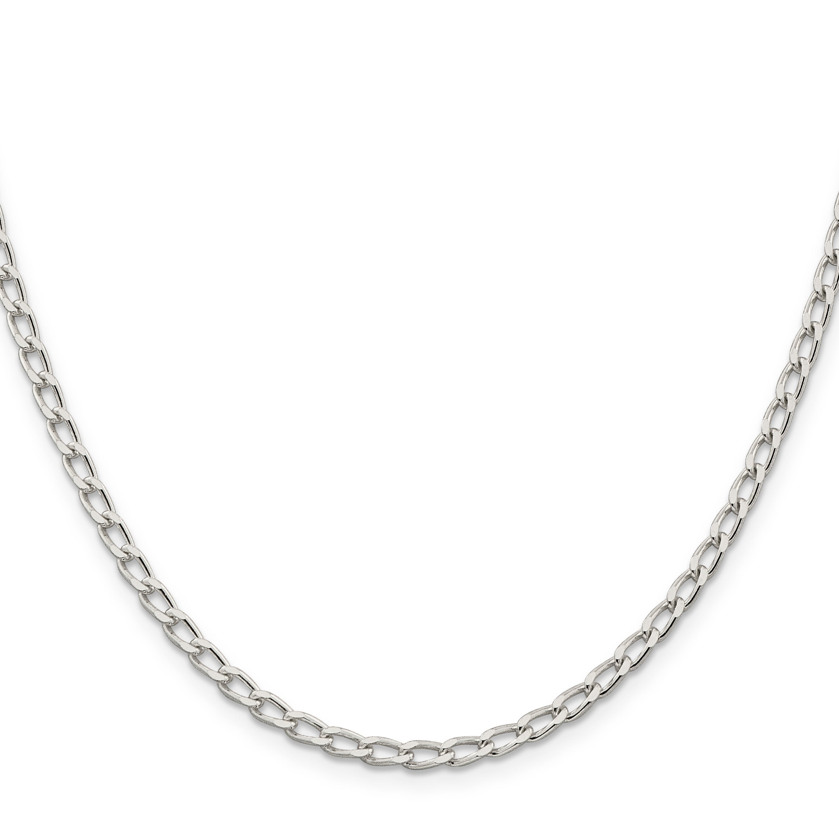 22 Inch Sterling Silver 3.2mm Open Elongated Link Chain Necklace