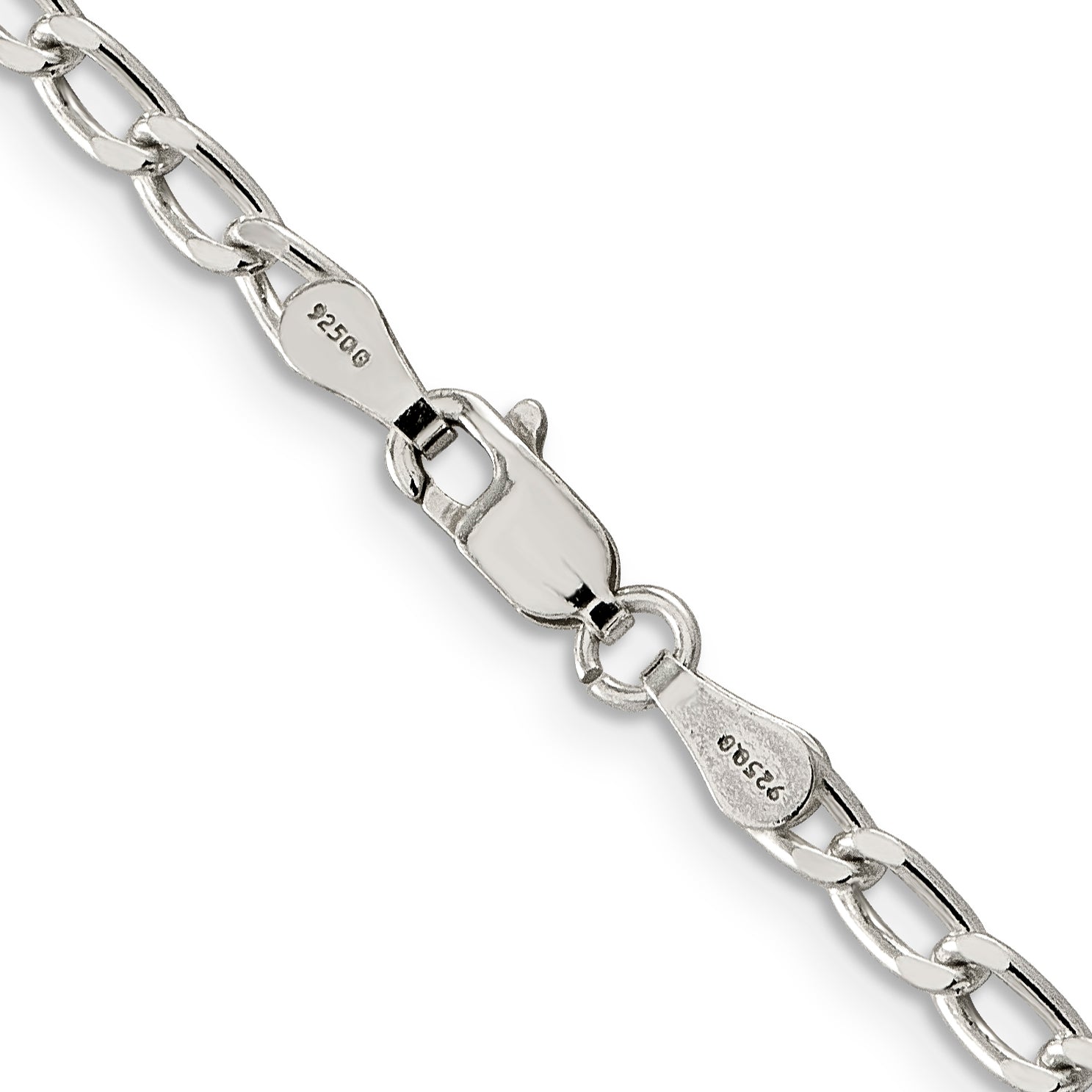 Sterling Silver Amore La Vita Rhodium-Plated Polished 3.2mm 7 Inch Open Link With Lobster Clasp Chain Charm Bracelet