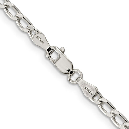 Sterling Silver Amore La Vita Rhodium-Plated Polished 3.2mm 7 Inch Open Link With Lobster Clasp Chain Charm Bracelet