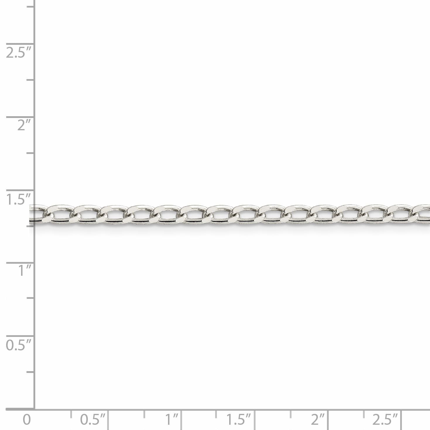 Sterling Silver Amore La Vita Rhodium-Plated Polished 3.2mm 8 Inch Open Link With Lobster Clasp Chain Charm Bracelet