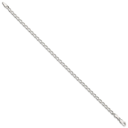 9 Inch Sterling Silver 3.2mm Open Elongated Link Chain Anklet