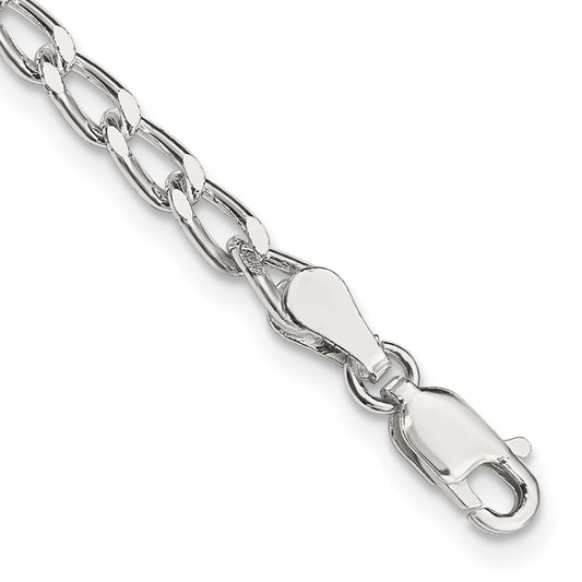 7 Inch Sterling Silver 3.2mm Open Elongated Link Chain Bracelet