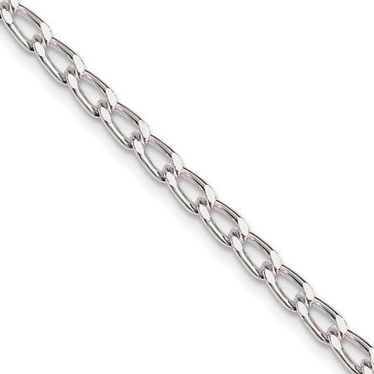 18 Inch Sterling Silver 3.2mm Open Elongated Link Chain Necklace
