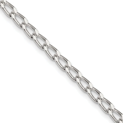 24 Inch Sterling Silver 3.2mm Open Elongated Link Chain Necklace