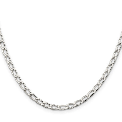 22 Inch Sterling Silver 4.3mm Open Elongated Link Chain Necklace