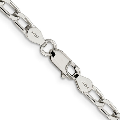 20 Inch Sterling Silver 4.3mm Open Elongated Link Chain Necklace