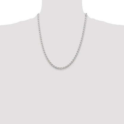 22 Inch Sterling Silver 4.3mm Open Elongated Link Chain Necklace