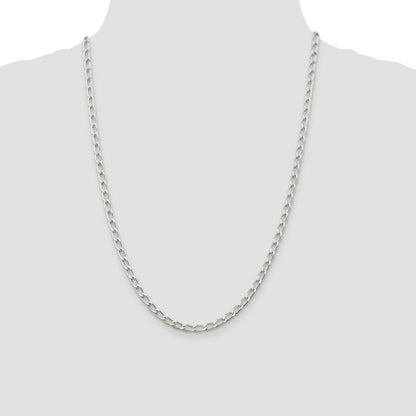 24 Inch Sterling Silver 4.3mm Open Elongated Link Chain Necklace