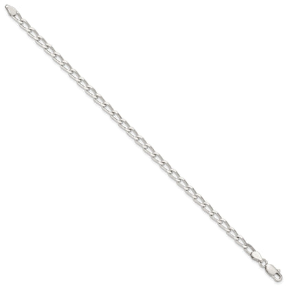 8 Inch Sterling Silver 4.3mm Open Elongated Link Chain Bracelet