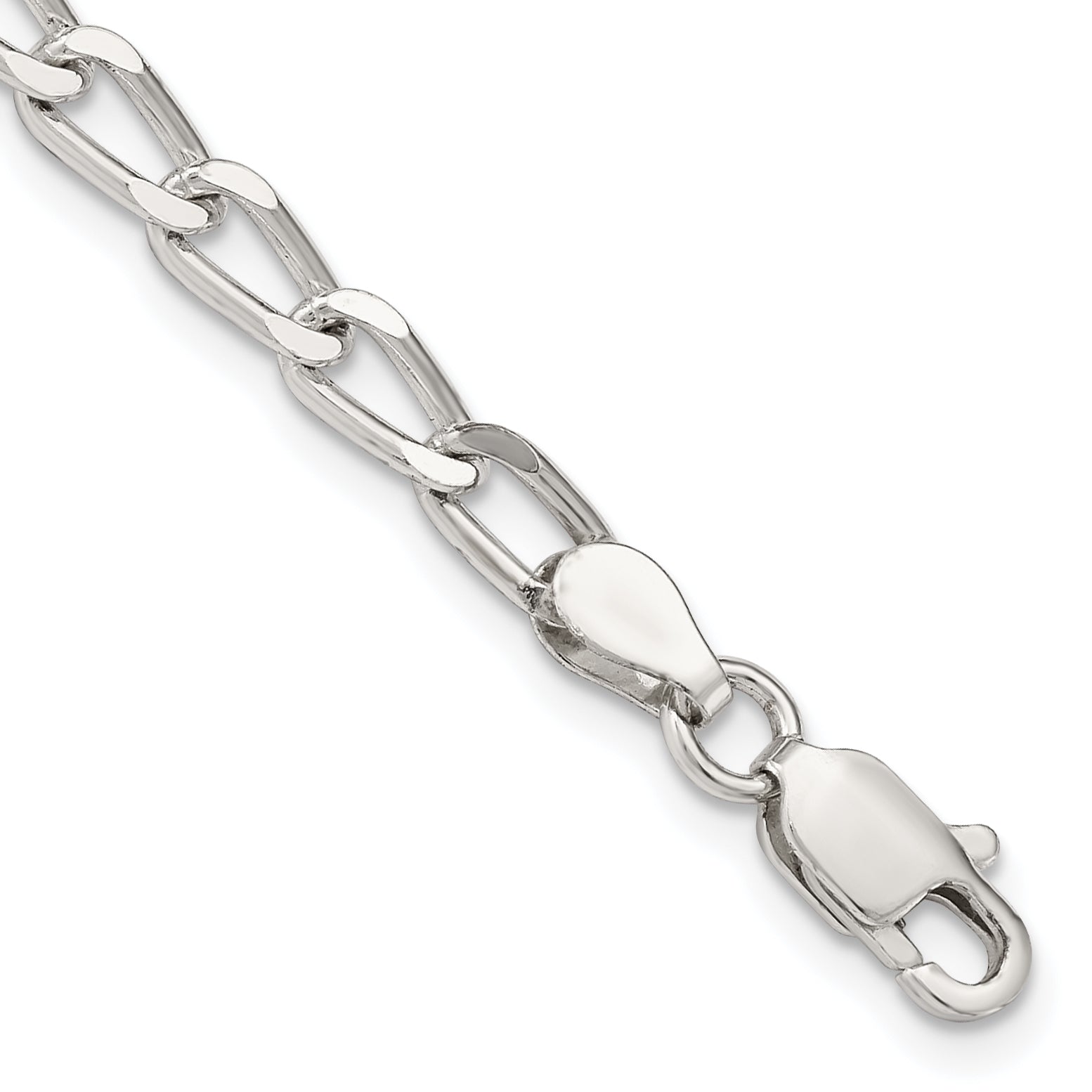 7 Inch Sterling Silver 4.3mm Open Elongated Link Chain Bracelet