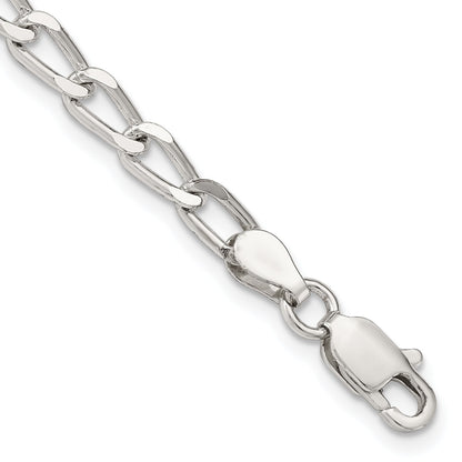 7 Inch Sterling Silver 4.3mm Open Elongated Link Chain Bracelet