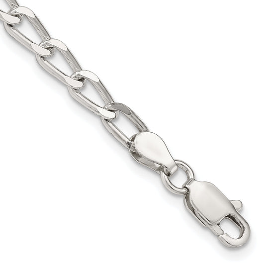 7 Inch Sterling Silver 4.3mm Open Elongated Link Chain Bracelet