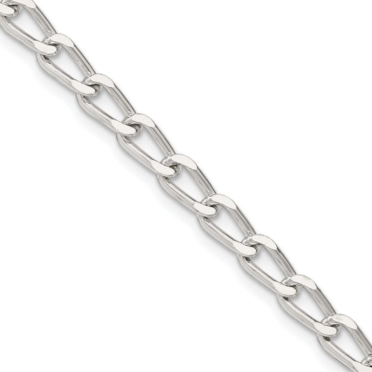 22 Inch Sterling Silver 4.3mm Open Elongated Link Chain Necklace