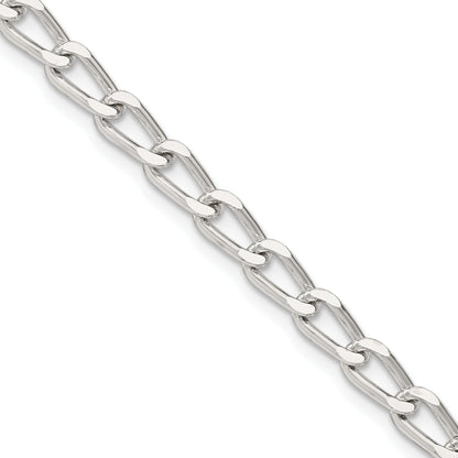 18 Inch Sterling Silver 4.3mm Open Elongated Link Chain Necklace