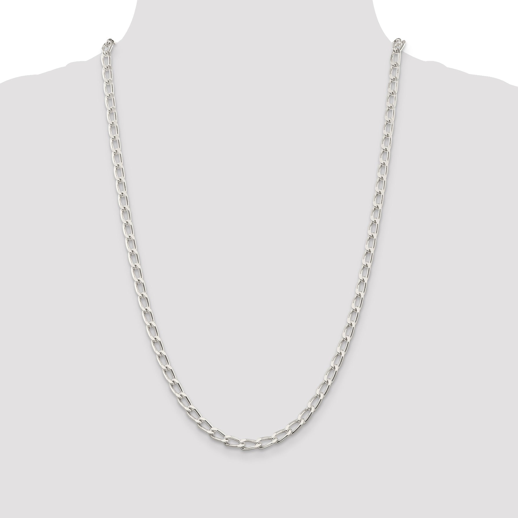 16 Inch Sterling Silver 5.1mm Open Link Chain Necklace