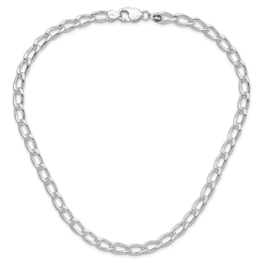 18 Inch Sterling Silver Polished 7mm Open Link Chain Necklace