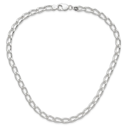 18 Inch Sterling Silver Polished 7mm Open Link Chain Necklace