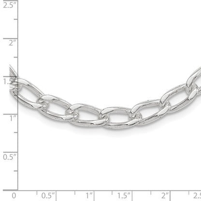 18 Inch Sterling Silver Polished 7mm Open Link Chain Necklace