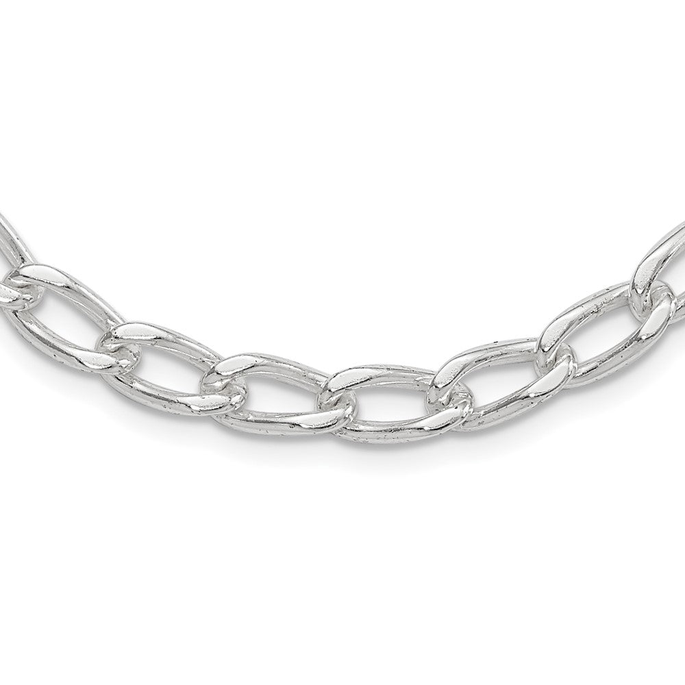 18 Inch Sterling Silver Polished 7mm Open Link Chain Necklace