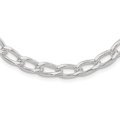 18 Inch Sterling Silver Polished 7mm Open Link Chain Necklace