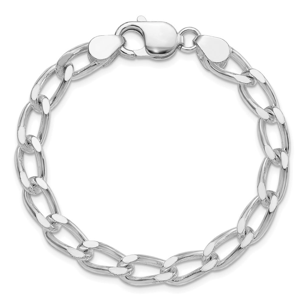 7 Inch Sterling Silver Polished 7mm Open Link Chain Bracelet