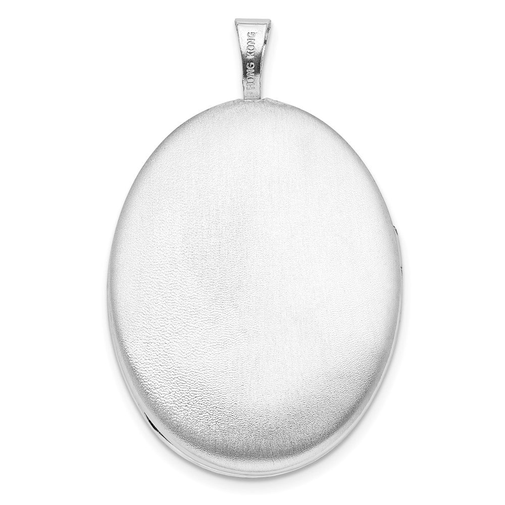 Sterling Silver Rhodium-Plated Swirled Border 26X20mm Oval Locket