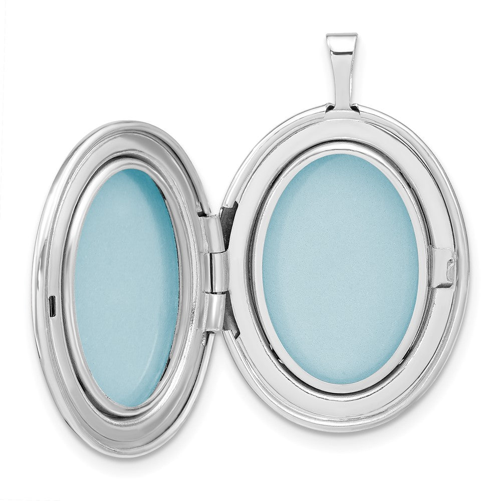 Sterling Silver Rhodium-Plated Swirled Border 26X20mm Oval Locket