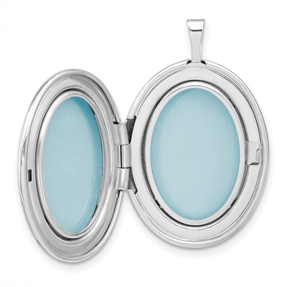 Sterling Silver Rhodium-Plated Swirled Border 26X20mm Oval Locket