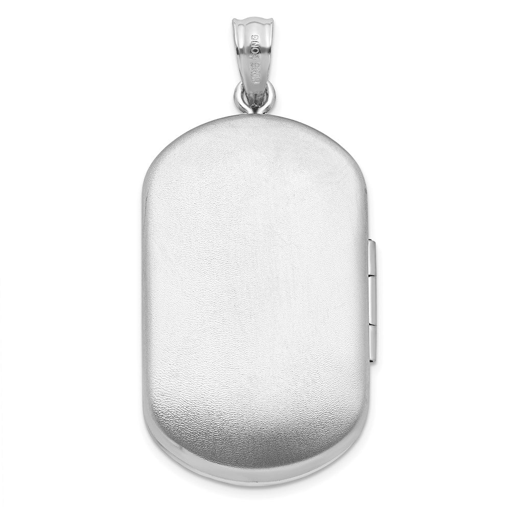 Sterling Silver Rh-Plated Satin St. Christopher 30X19mm Rectangle Locket