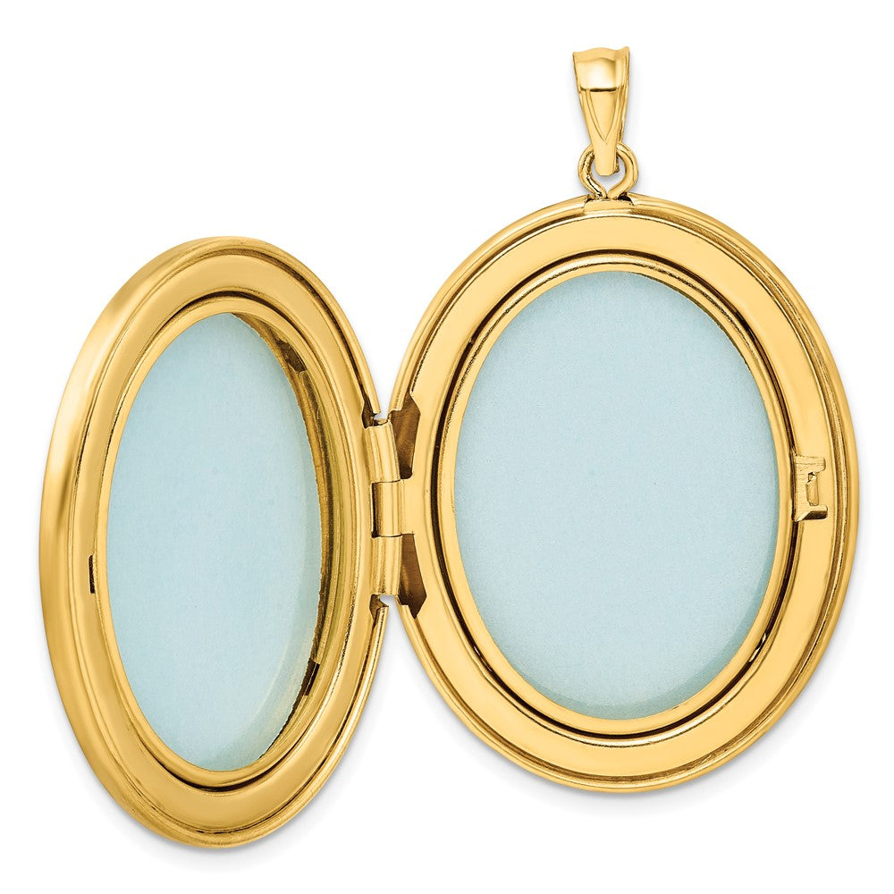 Gold Filled 14/20 1/20 34mm Polished/Satin Leaf Border 2-Frame Oval Locket