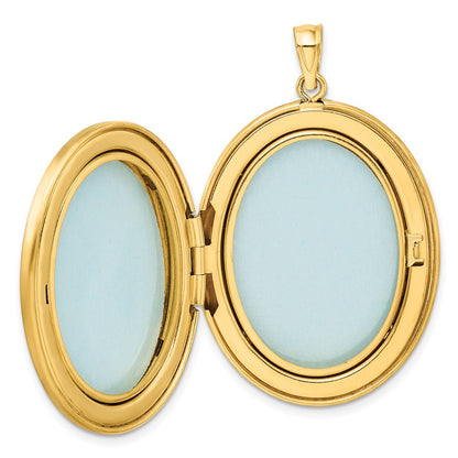 Gold Filled 14/20 1/20 34mm Polished/Satin Leaf Border 2-Frame Oval Locket