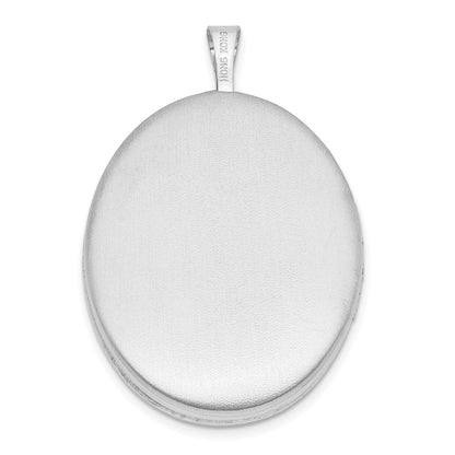 Sterling Silver Rhodium-Plated Cross 26mm Oval Locket