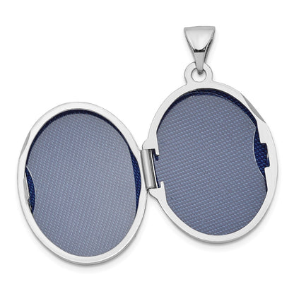 Sterling Silver Rhodium-Plated Oval Floral Locket