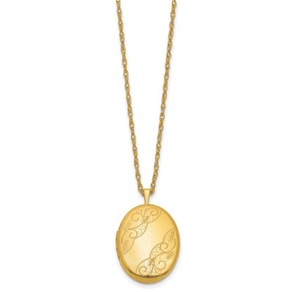 Gold Filled 14/20 1/20 26mm Swirled Oval Locket Necklace