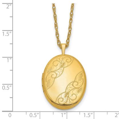 Gold Filled 14/20 1/20 26mm Swirled Oval Locket Necklace