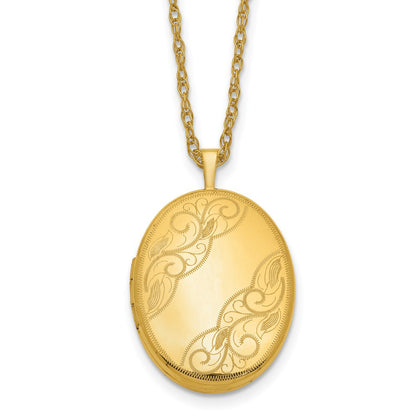 Gold Filled 14/20 1/20 26mm Swirled Oval Locket Necklace