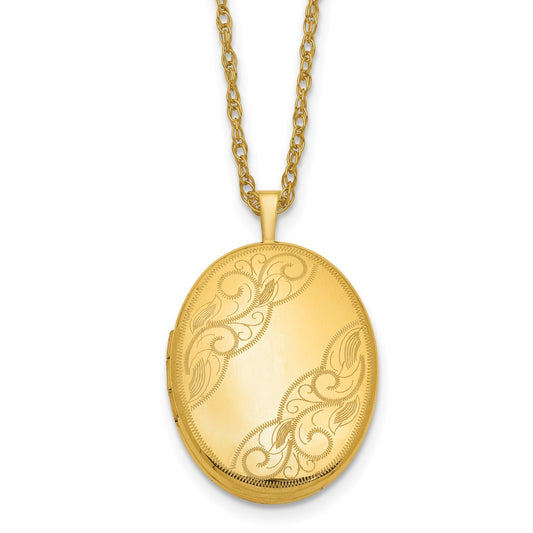 Gold Filled 14/20 1/20 26mm Swirled Oval Locket Necklace