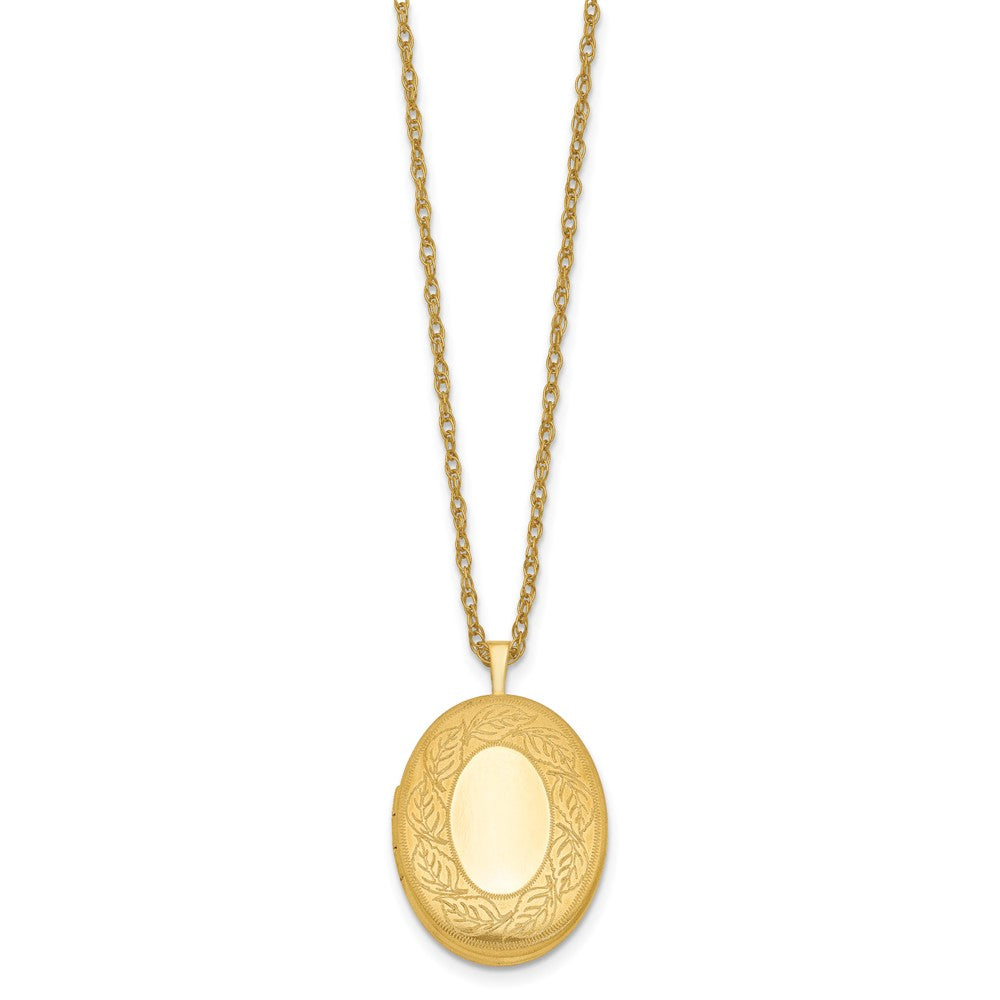 Gold Filled 14/20 1/20 26mm Leaf Border Oval Locket Necklace