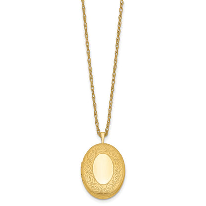 Gold Filled 14/20 1/20 26mm Leaf Border Oval Locket Necklace