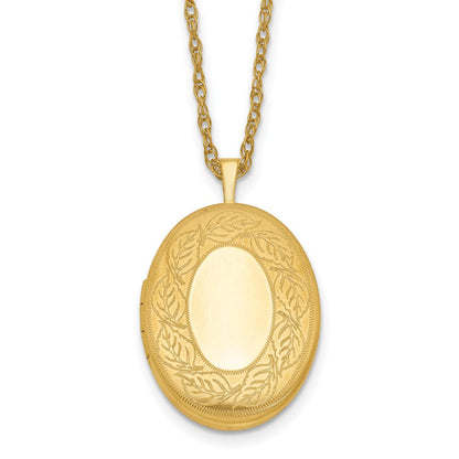 Gold Filled 14/20 1/20 26mm Leaf Border Oval Locket Necklace