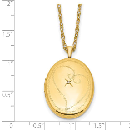 Gold Filled 14/20 1/20 26mm Diamond In Heart Oval Locket Necklace