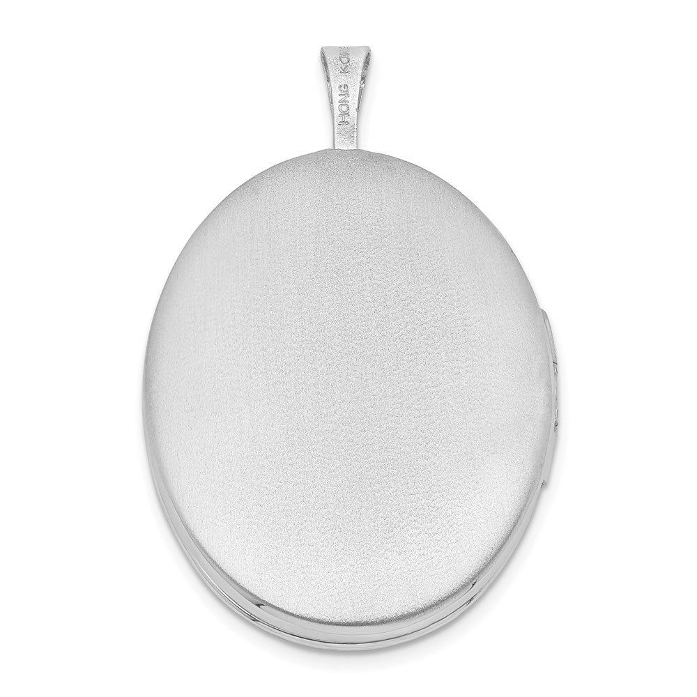 Sterling Silver Rhodium-Plated 26mm Mother And Baby Oval Locket