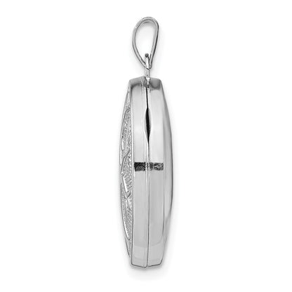 Sterling Silver Rhodium-Plated Oval Tree Locket