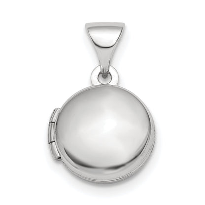 Sterling Silver Rhodium-Plated Polished Domed 10mm Round Locket