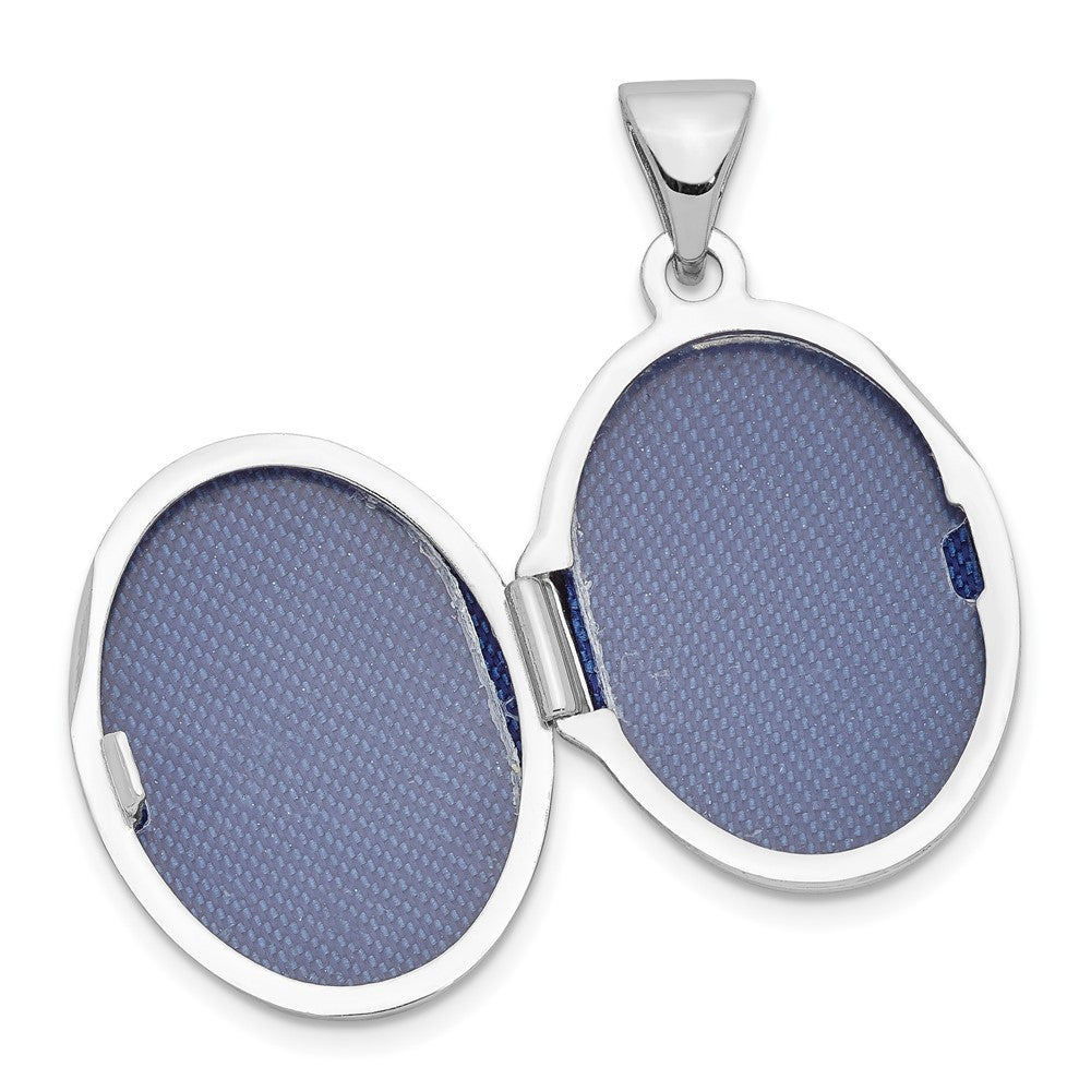 Sterling Silver Rhodium-Plated Polished 17mm Domed Oval Locket