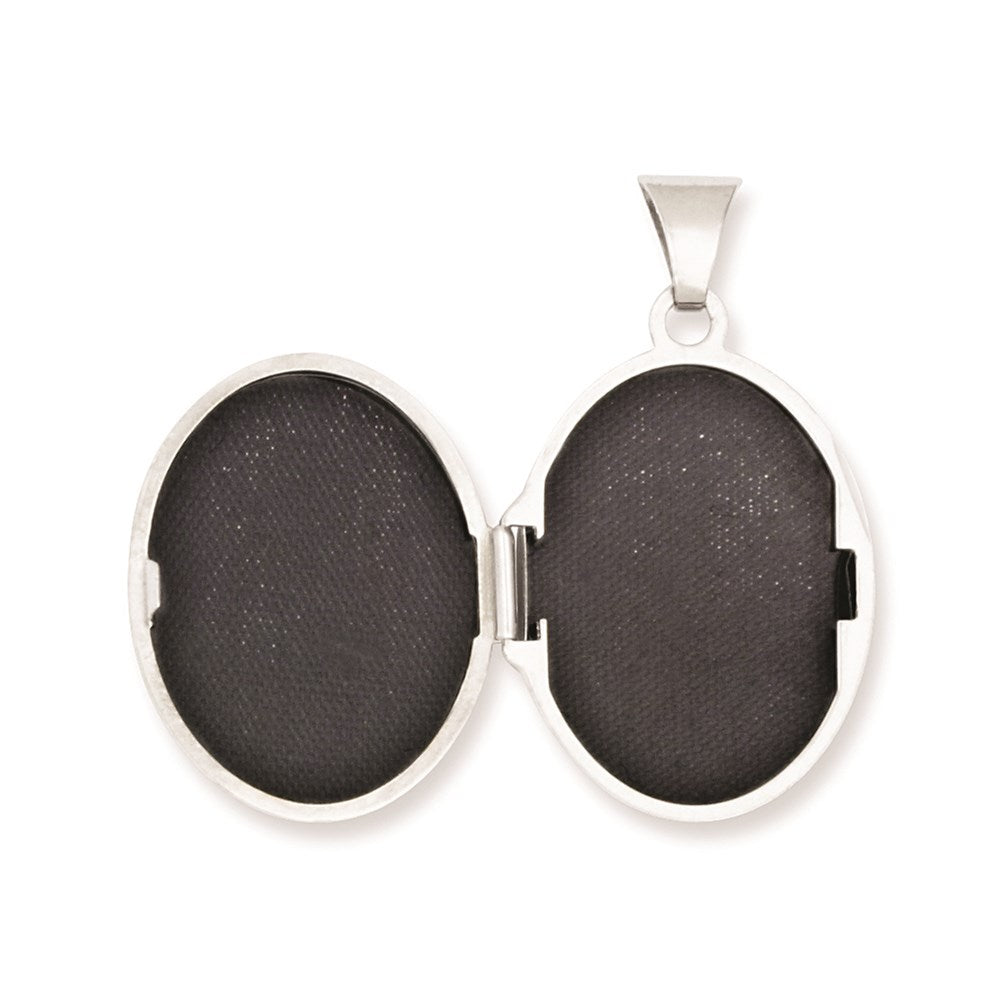Sterling Silver Rhodium-Plated Polished 21mm Oval Locket