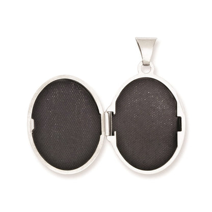 Sterling Silver Rhodium-Plated Polished 21mm Oval Locket